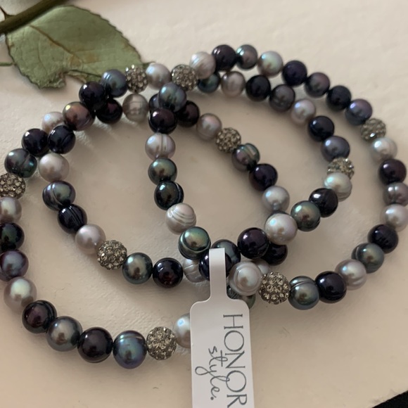 NWT Honora Style Cultured Pearl Stretch Bracelet set - Picture 3 of 5